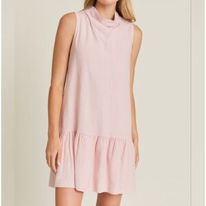 En Thread Light Pink Linen Midi Dress Cowl Neck Ruffle Hem Size Small